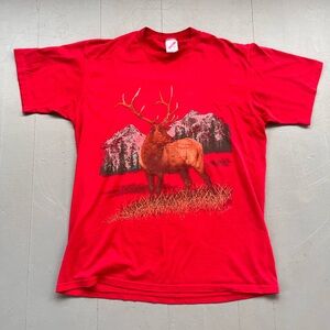 Vintage Jerzees Red Elk Graphic Tee